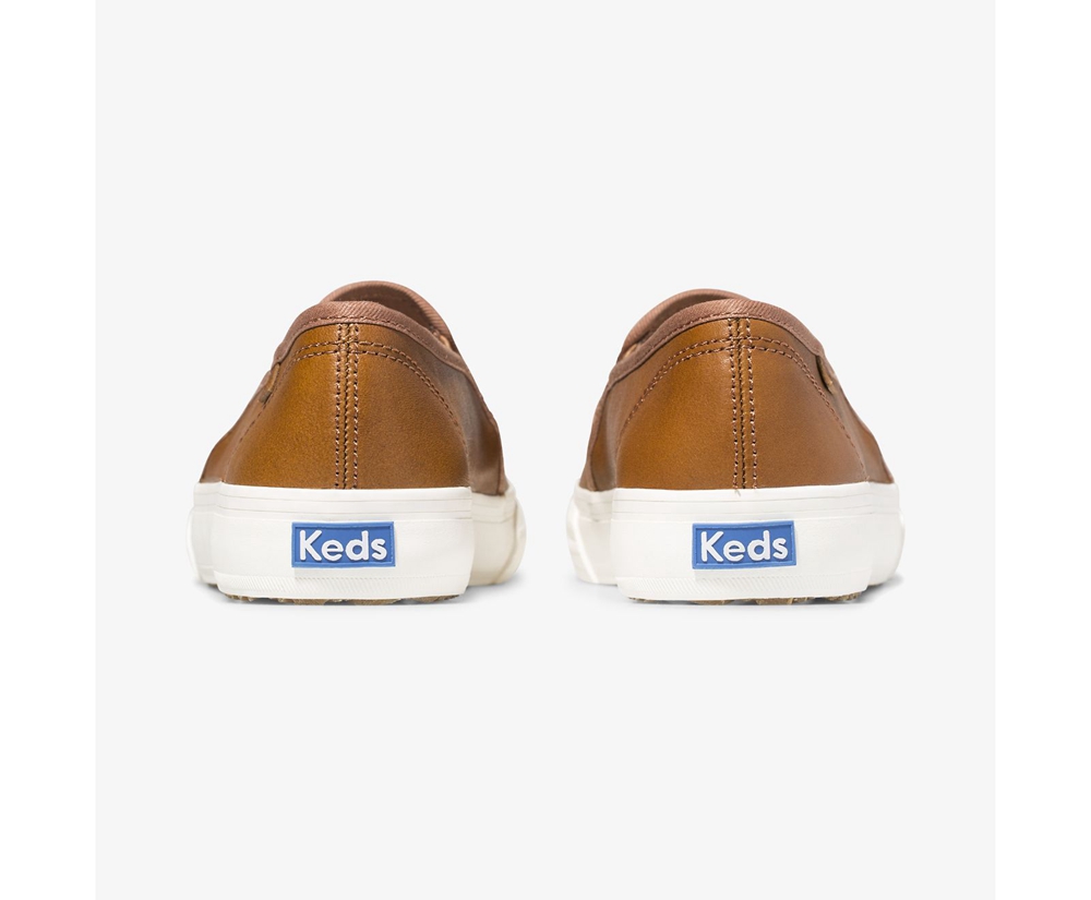 Keds Slip Ons Damen Braun - Double Decker Leder - MYW-456870